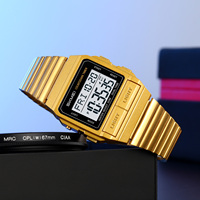 Jam Tangan Digital Olahraga Klasik Pria SKMEI 2475 Miyota Tali Baja Tahan Karat Paduan Logam Tahan Air 3BAR Alarm Layar LED Tanggal Otomatis