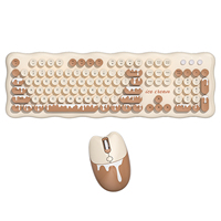 Ensemble combo clavier-souris sans fil multimédia de bureau rétro avec sensation de crème glacée au design unique