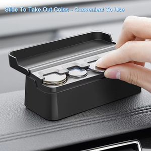 Distributeur de pièces de monnaie noir à 4 compartiments pour voiture, trieur et collecteur de pièces avec ressort, mini boîte de rangement sécurisée portable pour magasin, extérieur, voiture - Product Image 6