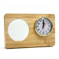 Nouveau cadre photo de bureau Baiyin en bambou avec horloge, support photo en aluminium par sublimation pour photos parent-enfant et amis