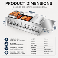 Four à rôtissoire à gaz professionnel COOKAID, rotation automatique pour rôtir des cuisses de poulet, 220V, protection contre la panne de flamme du ventilateur