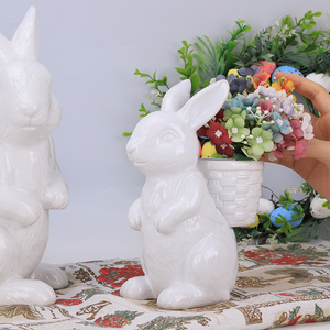 وعاء سيراميك على شكل أرنب بتصميم سلة من أوديكو، إناء صغير للنباتات العصارية لتزيين الرفوف وكهدية لمحبي الحيوانات - Product Image 5