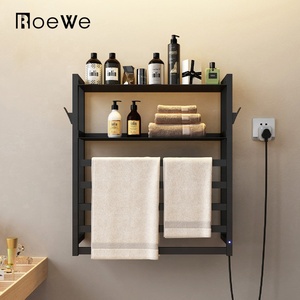 Porte-serviettes électrothermique en acier inoxydable avec étagère, porte-serviettes <span class=keywords><strong>mural</strong></span> Smart Home chauffe-serviettes électrique - Product Image 2