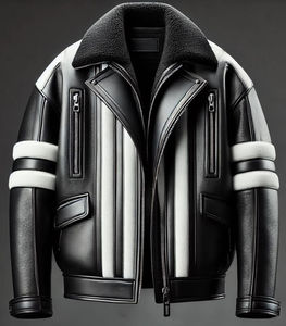 Style personnalisé & Design hommes coupe ample en cuir PU à manches longues sortie Bomber veste hommes homme manteau Faux cuir Biker Cardigan - Product Image 4