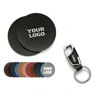 Wholesale Custom Printed Drink Cup <b>Mats</b> for Restaurant Hotel Promo Business Gift Round Pu Leather Coaster With Logo - Product Image 1