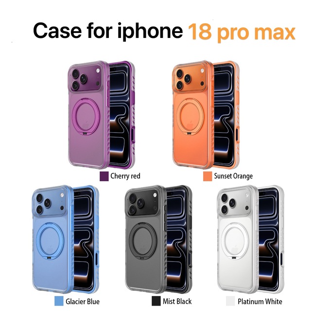 Hot Sale PC TPU Clear Shockproof Cover 360 Degree Bracket Magnetic Wireless Charging Phone Case for iPhone 18 Pro Max 17 Pro 16