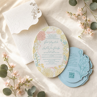 Ensemble de cartes de mariage prédécoupées en papier de qualité supérieure, rose pâle, vert menthe, motif botanique en relief, thème jardin romantique, finition mate, pour Noël et anniversaire