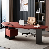 Bureau de direction moderne en cuir et métal – Design élégant et minimaliste avec tiroir de rangement et passe-câbles