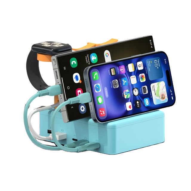 Charging travel house hub docking station power adapter USB-C PD charger with multi port 3C2A for mobile phone tablet speaker