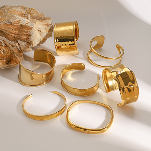 Brazalete de Acero Inoxidable de Alta Gama, Diseño Abierto, Joyería de Acero Titanio, Conjunto de Brazaletes Unisex de Moda - Product Image 4