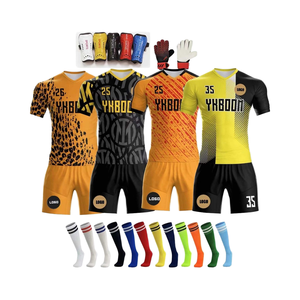 Custom Professionele Oranje Uniformen Kinderen Klassiek Geel Blauw T-Shirt Set Voor Usa Training Voetbalshirt Leeg Aanpasbaar - Product Image 1