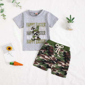 Set di 2 pezzi <span class=keywords><strong>per</strong></span> <span class=keywords><strong>neonati</strong></span> e bambini piccoli, magliette mimetiche, top e pantaloncini, completo pasquale <span class=keywords><strong>per</strong></span> neonato - Product Image 4