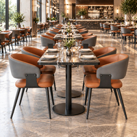 Ensemble de salle à manger sur piétement en PU, 4 places, table rectangulaire en pierre frittée avec chaises à dossier haut, pour restaurant, usage commercial, personnalisable, OEM Chine