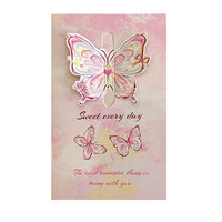 Carte de vœux 3D papillon en carton couché avec enveloppe, pliable, vintage, gaufrée, impression numérique, support logo, haute qualité