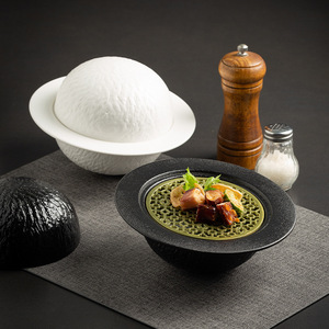 Bol en céramique écologique de style américain, vaisselle d'hôtel en pierre volcanique, 400 ml, plateau à glace en forme de planète, présentation de sushis et de fruits de mer - Product Image 2
