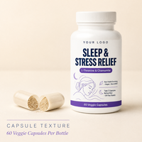 Capsules végétales Mélange anti-stress Bouteille avec étiquette de marque 60 pièces Usine ODM