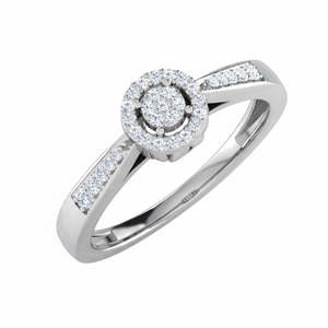 Bague d'anniversaire pour enfant en or blanc 14 carats, design classique unique, micro-sertie de diamants naturels ronds en grappe de 1/2 carat, dernière collection - Product Image 2
