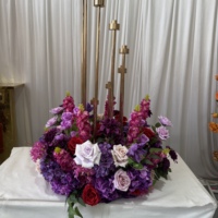 Couronne de fleurs artificielles de luxe IFG, couleurs violet et fuchsia, centre de table pour mariage et décoration de table à manger