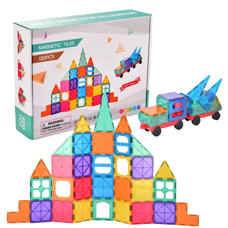 Rompecabezas magnético 3D educativo de 48 piezas, juego de bloques de imanes coloridos, juguetes para niños, construcción de azulejos magnéticos