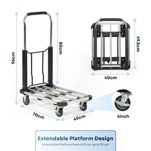 Chariot à plateforme en alliage d'aluminium à quatre roues économique, OEM pour hôtels, centres commerciaux et outils – Vente directe usine - Product Image 2