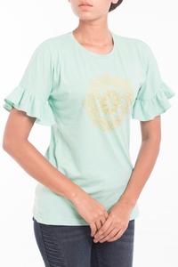 Camiseta de algodón de cuello redondo para mujer, corte ajustado, ligera, transpirable, elástica, cómoda, estilo urbano, venta al por mayor - Product Image 4