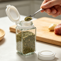 Bouteille vide en verre transparent pour poudre aromatisante 125 ml avec couvercle doseur, récipient de cuisine réutilisable pour épices et herbes sèches