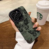 Coque de téléphone papillon pleine écran tendance en cuir suédé antichoc pour iPhone 17Air 11 12 13 14 15 16 Pro Max – Vente Flash