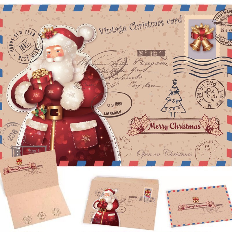 Classic Santa Claus (Set of 1 greeting card + 1 card)