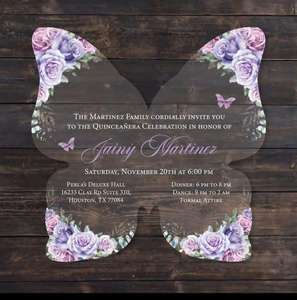 Tarjeta de Invitación Acrílica de Lujo con Diseño Floral de Flores de Cerezo Rosa <span class=keywords><strong>Sakura</strong></span> para Fiesta de Quinceañera de 15 Años o Baby Shower con Mariposas - Product Image 5