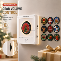 BRAVION Nouvelle version améliorée NFC Musique Aimant de réfrigérateur avec contrôle du volume par bouton, 9 disques personnalisables, Ensemble cadeau de Noël, Haut-parleur lumineux