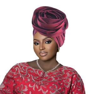 Turbante Elastico in 9 Colori con Motivi Floreali, Copricapo Etnico Musulmano, <span class=keywords><strong>Bandana</strong></span> Decorativa - Product Image 6