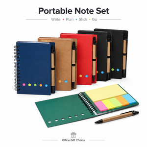 Supply Bulk Wholesale Eco Notebook Set Custom Printed Spiral Memo Pad with Pen Sticky Notes Recycled Paper Stationery Gift - Product Image 1
