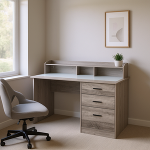 Escritorio para computadora con tres cajones, tablero de partículas laminado de triamina de 110x50x95cm para uso en el hogar y la oficina - Product Image 2