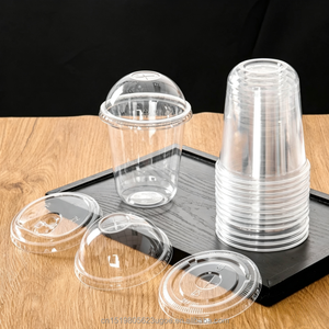 Copos Plásticos Transparentes Descartáveis de 20oz PET com Logo Personalizado, Copos para Bebidas Frias com Tampas Planas - Product Image 2