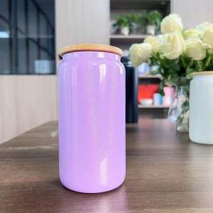 Gobelet en verre transparent de 16 oz pour sublimation, avec couvercles colorés - Product Image 4