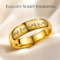 Bagues de couple en acier inoxydable chirurgical plaqué or 18 carats avec texte motivant gravé, bijoux de mode, cadeau, vente en gros