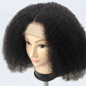 Peluca de Cabello Humano Remy Brasileño <span class=keywords><strong>Afro</strong></span> Crespo Rizado de 200 Densidad con Encaje Frontal HD Transparente, Natural, Corta, Pre-Desplumada para Mujeres Negras - Product Image 3