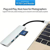 En stock : Hub USB 3.0 5 ports en alliage d'aluminium avec lecteur de cartes SD/Micro SD/TF Type-C pour caméra embarquée et tablettes Android
