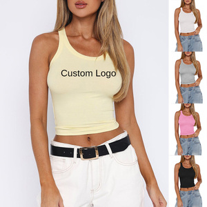 Lady bianco nero a coste Crop canotta <span class=keywords><strong>donna</strong></span> all'ingrosso - Product Image 1