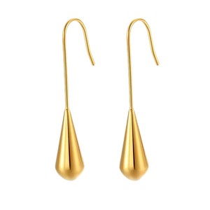 Pendientes de acero de titanio con diseño de gota de agua, estilo europeo y americano, sencillos, con borlas largas para mujer. - Product Image 5