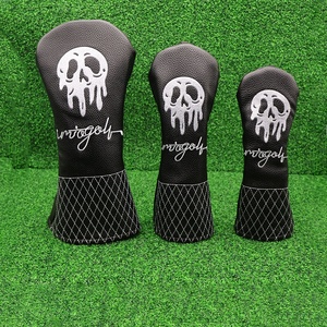 3 pcs/सेट खोपड़ी के लिए गोल्फ हेडकवर क्लब हेड कवर के लिए ड्राइवर/3 लकड़ी/हाइब्रिड पु चमड़े के गोल्फ क्लब कवर - Product Image 1