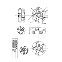 Roue omnidirectionnelle solide Sd 58 mm 14135S, anti-crevaison, compatible LEGO NXT, durable, en nylon, polyuréthane, acier, caoutchouc, plastique, type pivotant