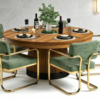 Table de poker Hold'em ronde en bois de luxe italienne 2-en-1, transformable en table à manger pour la maison, la villa et le club de divertissement, également utilisable comme table d'échecs