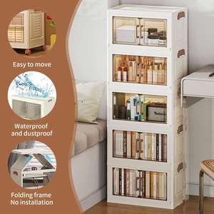 Home Folding <b>Storage</b> Cabinet Collapsible Wardrobes Organizers Multifunctional Stackable Plastic <b>Storage</b> <b>Box</b>&<b>Bins</b> with Wheels - Product Image 5