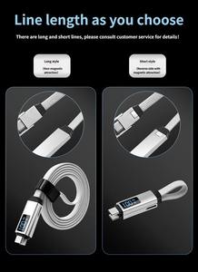 Cable de Datos USB Plano 3 en 1 con Pantalla Digital Magnética de Nailon Trenzado, Carga Rápida PD Tipo C de 100 W - Product Image 3