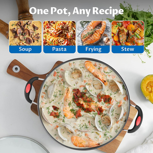 Nồi nấu súp, nước dùng bằng thép carbon chống dính 30cm, dùng được trên bếp từ, họa tiết kim cương, chất liệu sắt - Product Image 5