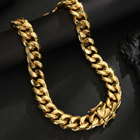 Collar de Cadena Cubana de Acero Inoxidable para Hombre, Color Dorado, Joyería Hip Hop de Miami, Collar Masculino, Accesorios de Moda