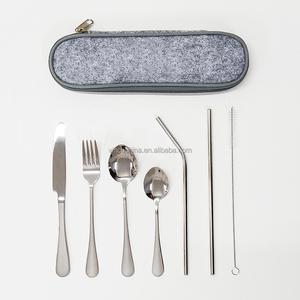 Utensili portatili da viaggio campeggio <span class=keywords><strong>Set</strong></span> di posate forchetta coltello cucchiaio bacchette per la pulizia di cannucce custodia in acciaio inox posate <span class=keywords><strong>Set</strong></span> - Product Image 1