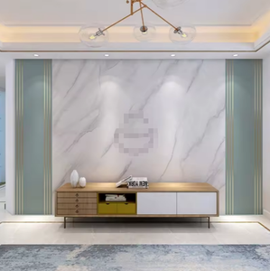 Papier peint de luxe couleur marbre cyan canapé de salon, décoration murale de cinéma et de télévision - Product Image 2