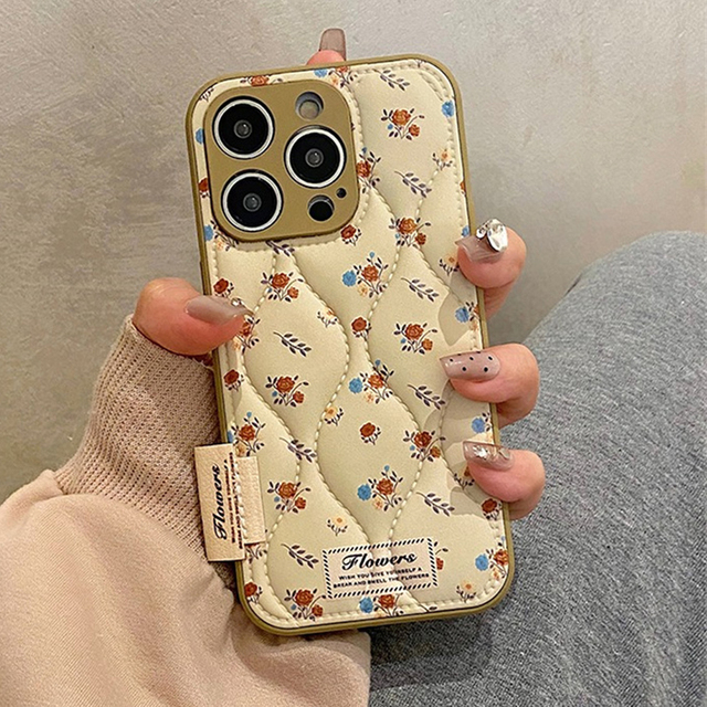 2025 Fashion Flowers Soft Silicone 3D Leather Case for iPhone 16 Pro Max 15 14 13 12 11 16 Shockproof Phone Cover